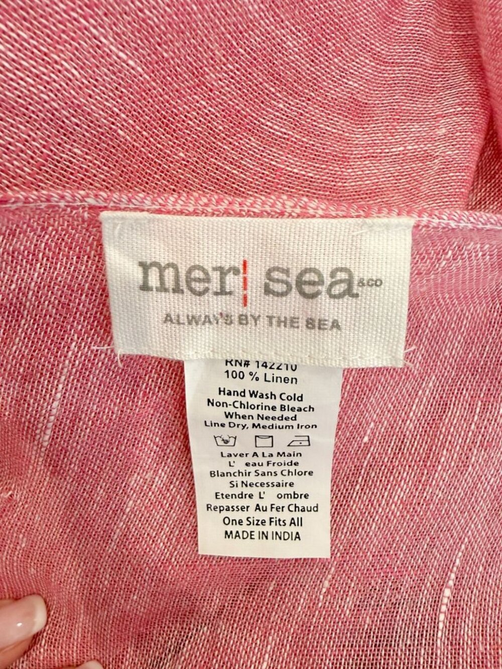 Mer-Sea pink linen wrap - One Size - Picture 3 of 4